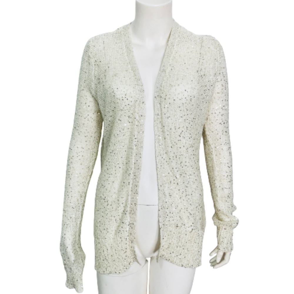 METAPHOR | Open Front Sequined Cardigan Papyrus XL